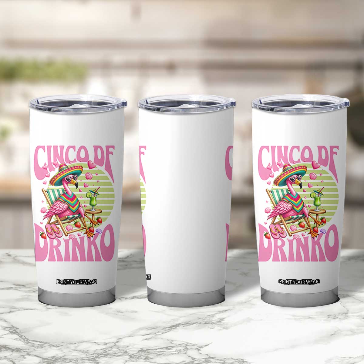 Cinco De Drinko Margarita Tumbler Cup Funny Flamingo Fiesta TS14 Print Your Wear