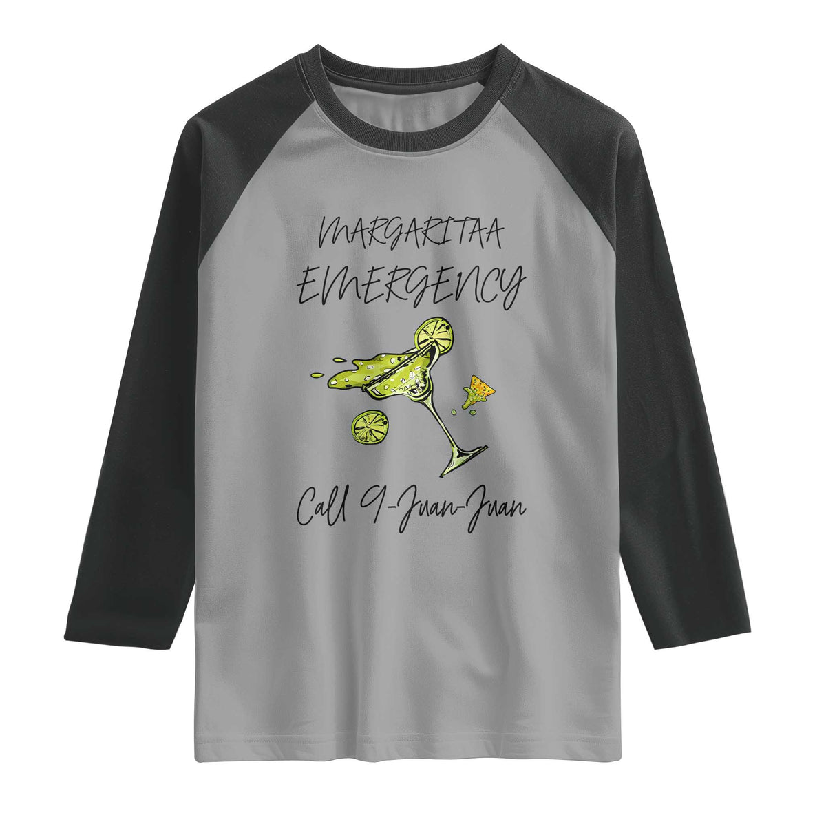 Margarita Emergency Mexican Fiesta Raglan Shirt Funny Cinco de Mayo TS14 Sport Gray Black Print Your Wear