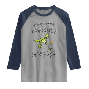 Margarita Emergency Mexican Fiesta Raglan Shirt Funny Cinco de Mayo TS14 Sport Gray Navy Print Your Wear