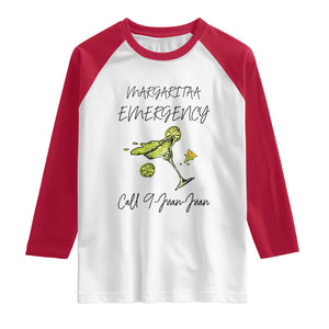 Margarita Emergency Mexican Fiesta Raglan Shirt Funny Cinco de Mayo TS14 White Red Print Your Wear