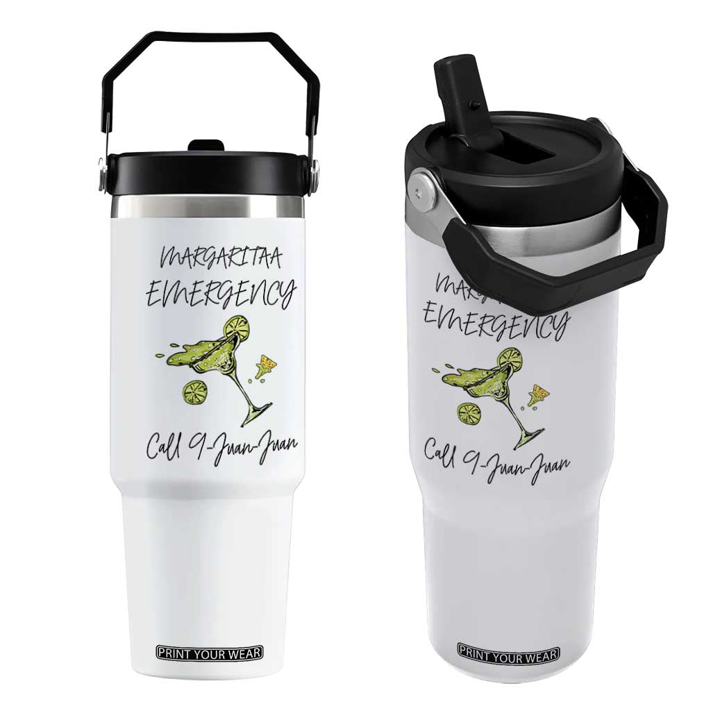 Margarita Emergency Mexican Fiesta Flip Straw Tumbler Funny Cinco de Mayo TS14 One Size: 30 oz White Print Your Wear