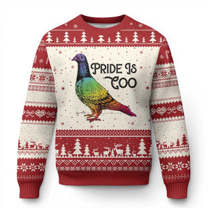 Pride Is Coo Pigeon Ugly Christmas Sweater Funny LGBTQ Pride Month TS14 Beige Red Print Your Wear