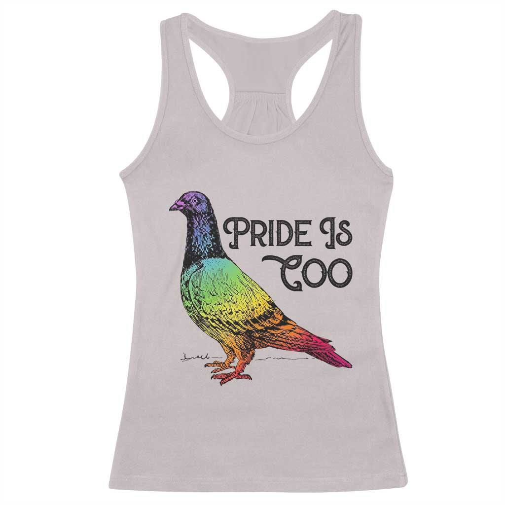 Pride Is Coo Pigeon Racerback Tank Top Funny LGBTQ Pride Month TS14 Ice Gray Print Your Wear