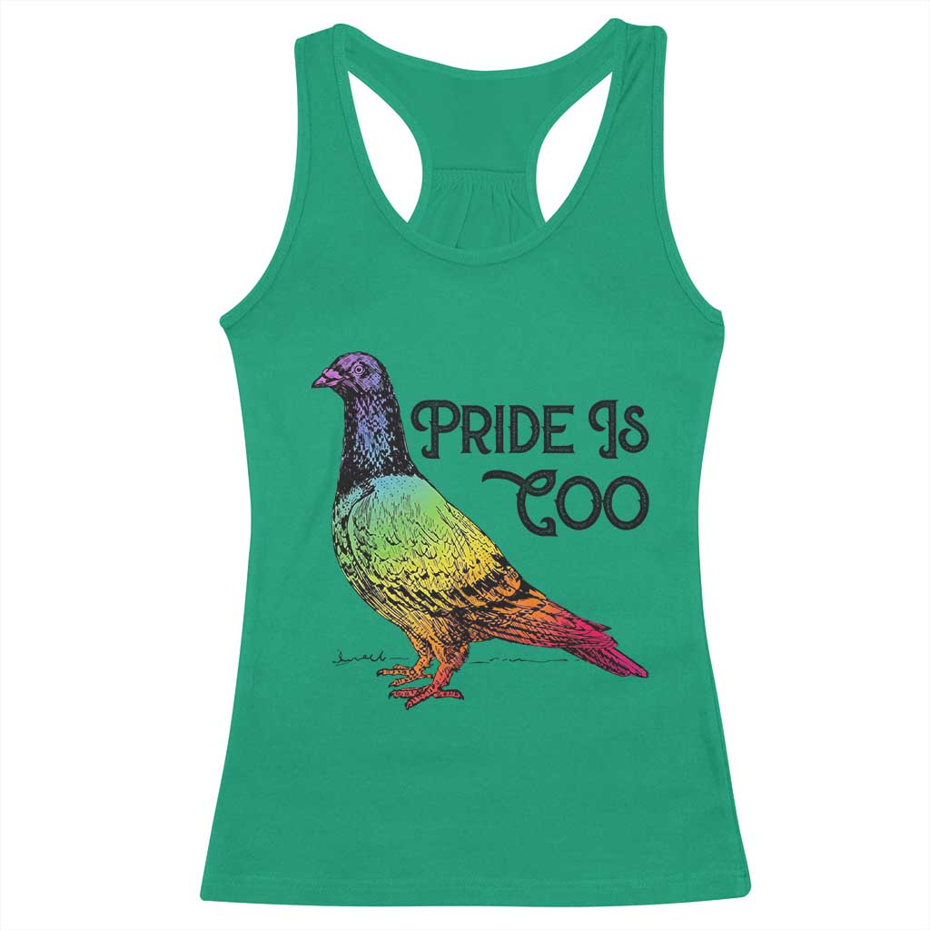 Pride Is Coo Pigeon Racerback Tank Top Funny LGBTQ Pride Month TS14 Irish Green Print Your Wear