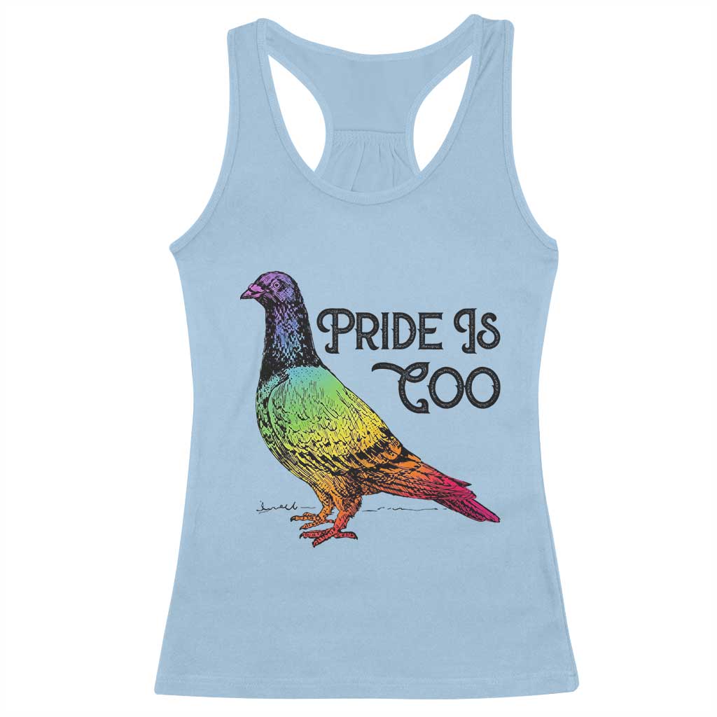 Pride Is Coo Pigeon Racerback Tank Top Funny LGBTQ Pride Month TS14 Light Blue Print Your Wear