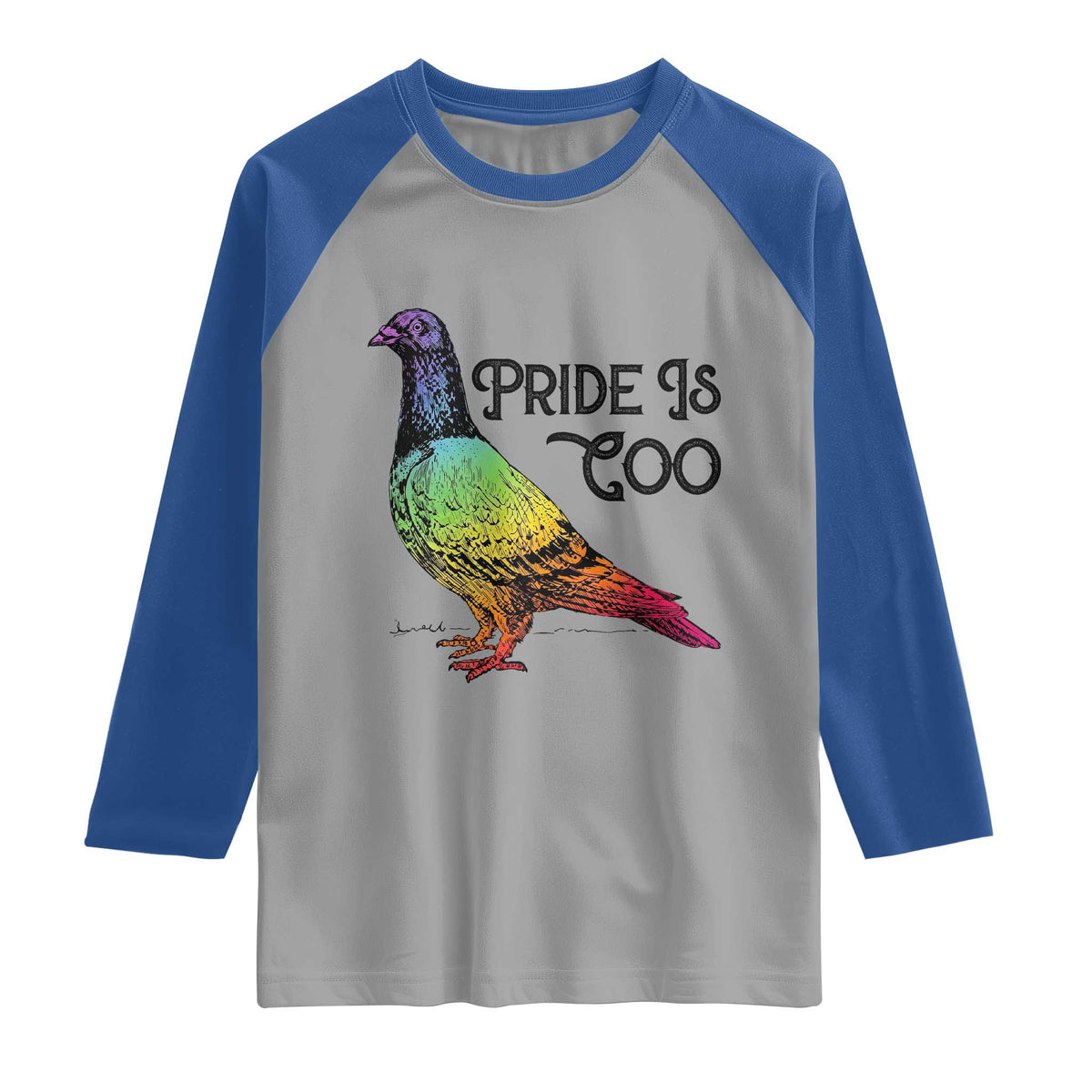 Pride Is Coo Pigeon Raglan Shirt Funny LGBTQ Pride Month TS14 Sport Gray Royal Print Your Wear