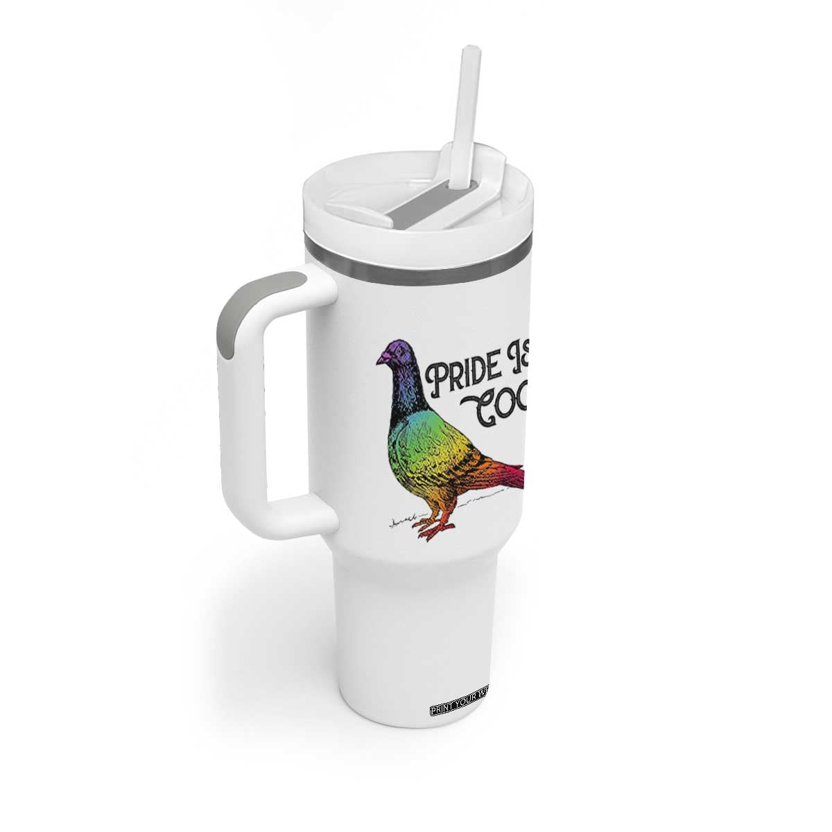Pride Is Coo Pigeon Tumbler With Handle Funny LGBTQ Pride Month