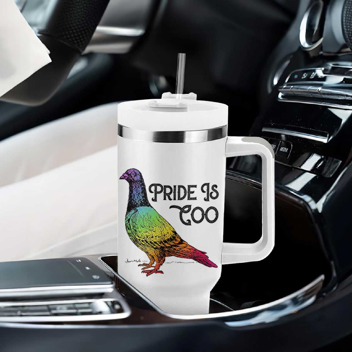 Pride Is Coo Pigeon Tumbler With Handle Funny LGBTQ Pride Month