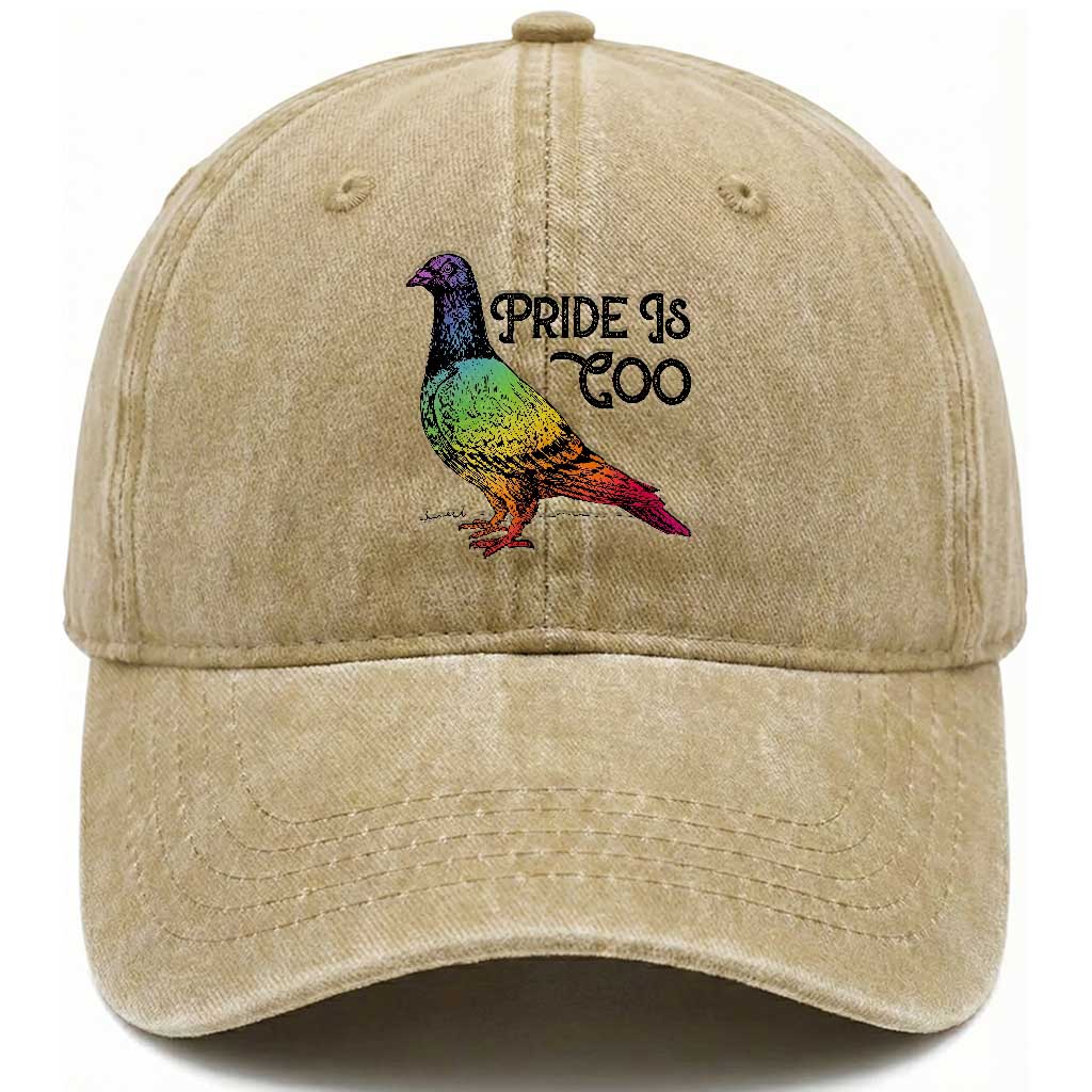 Pride Is Coo Pigeon Washed Cotton Baseball Cap Funny LGBTQ Pride Month
