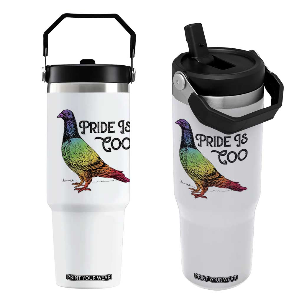 Pride Is Coo Pigeon Flip Straw Tumbler Funny LGBTQ Pride Month TS14 One Size: 30 oz White Print Your Wear