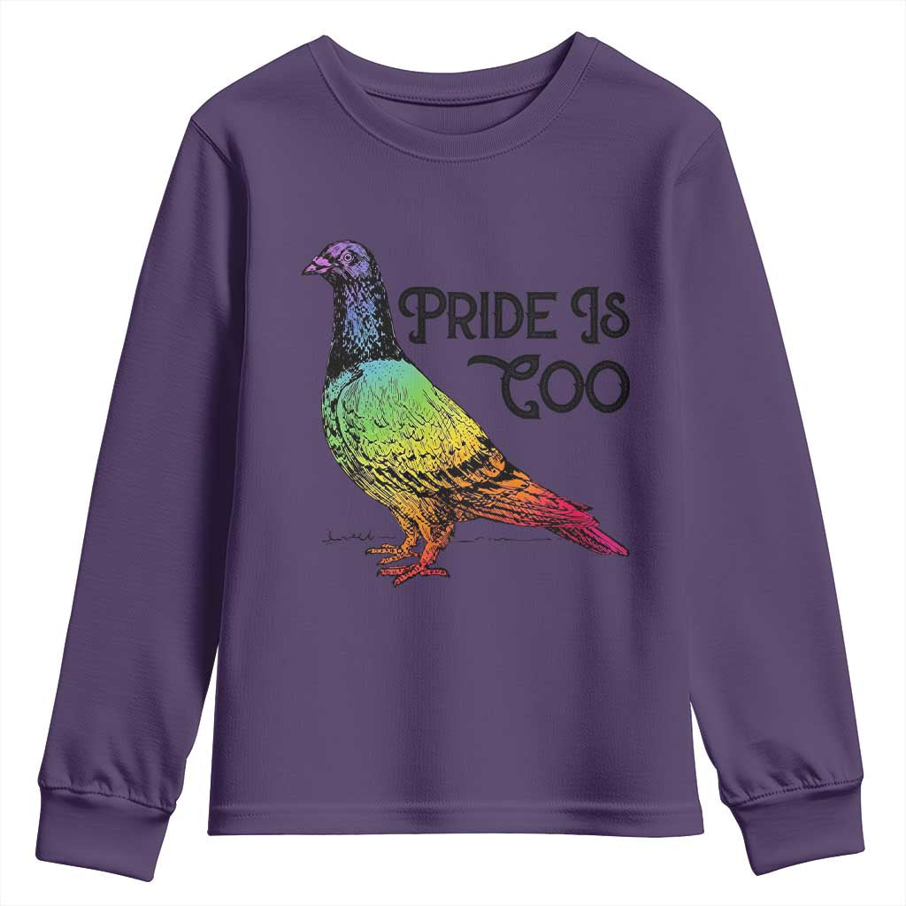 Pride Is Coo Pigeon Youth Sweatshirt Funny LGBTQ Pride Month TS14 Purple Print Your Wear