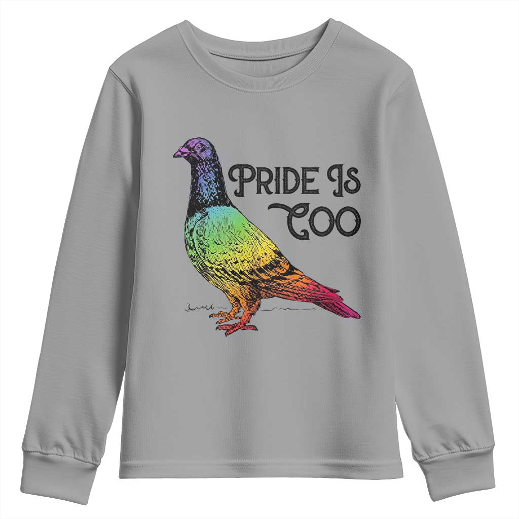 Pride Is Coo Pigeon Youth Sweatshirt Funny LGBTQ Pride Month TS14 Sport Gray Print Your Wear