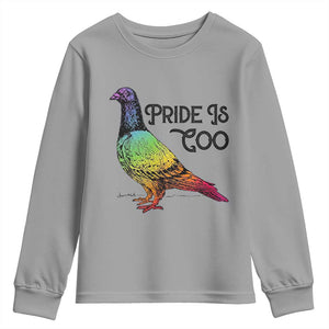 Pride Is Coo Pigeon Youth Sweatshirt Funny LGBTQ Pride Month TS14 Sport Gray Print Your Wear