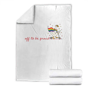 Silly Goose LGBTQ Pride Throw Blanket Off To Be Proud