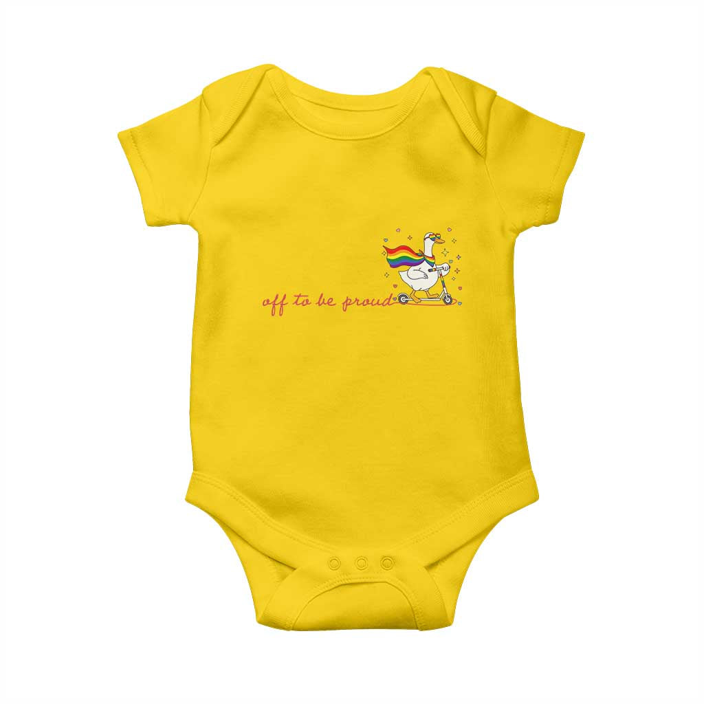 Silly Goose LGBTQ Pride Baby Onesie Off To Be Proud