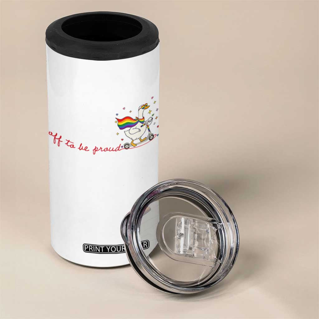 Silly Goose LGBTQ Pride 4 in 1 Can Cooler Tumbler Off To Be Proud