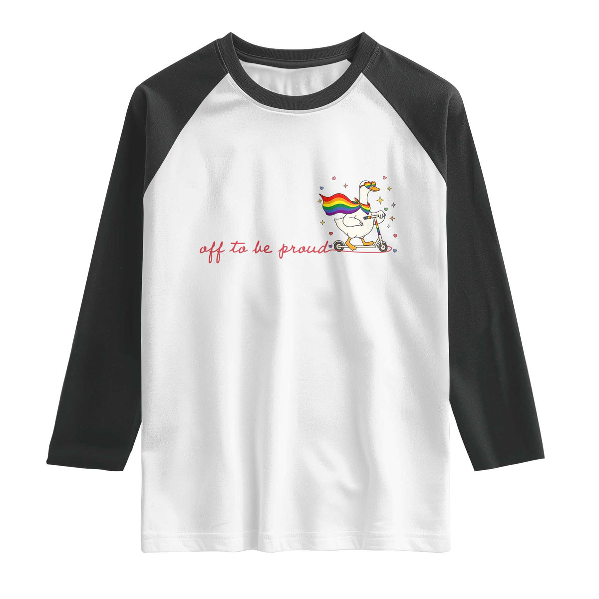 Silly Goose LGBTQ Pride Raglan Shirt Off To Be Proud