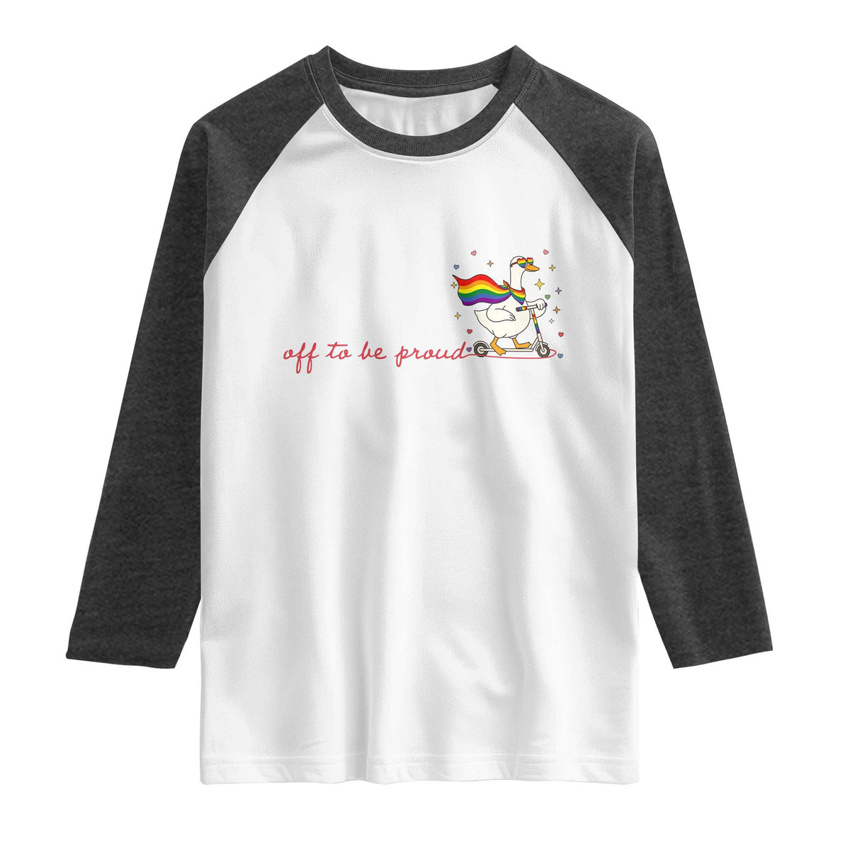 Silly Goose LGBTQ Pride Raglan Shirt Off To Be Proud