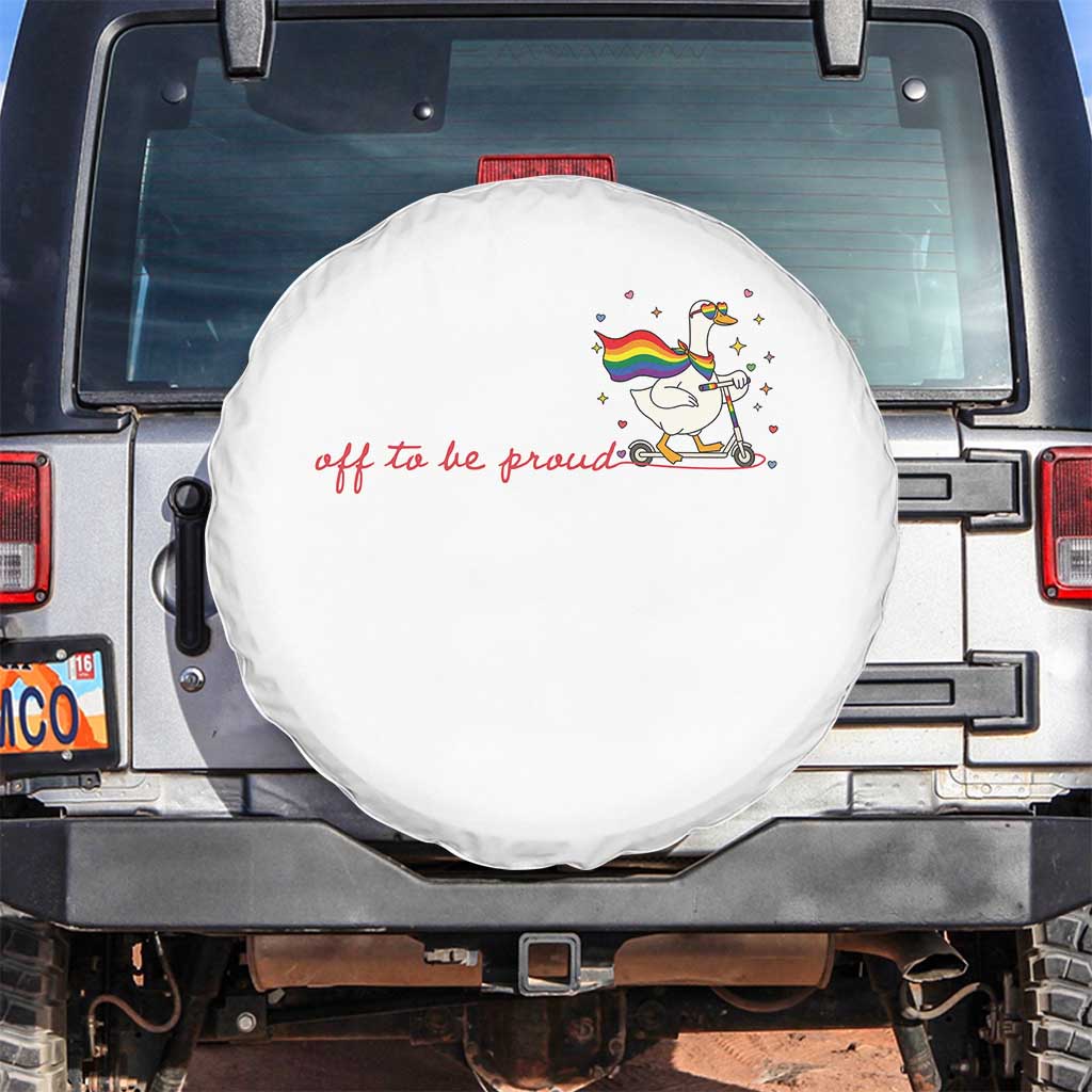 Silly Goose LGBTQ Pride Spare Tire Cover Off To Be Proud TS14 No hole White Print Your Wear