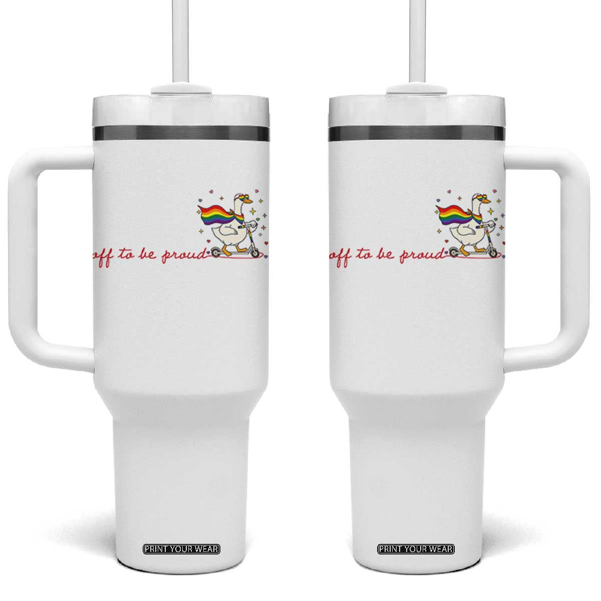 Silly Goose LGBTQ Pride Tumbler With Handle Off To Be Proud
