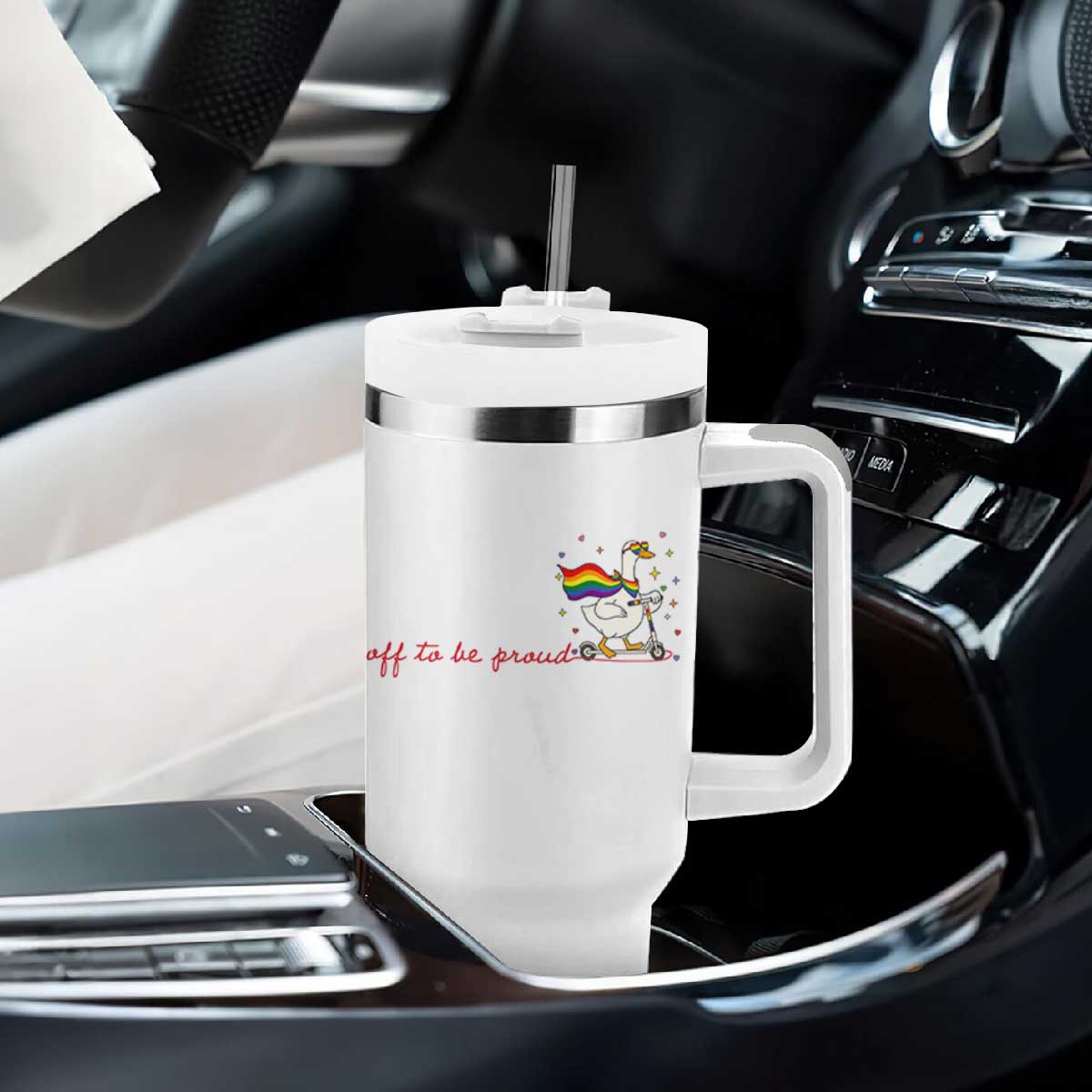 Silly Goose LGBTQ Pride Tumbler With Handle Off To Be Proud