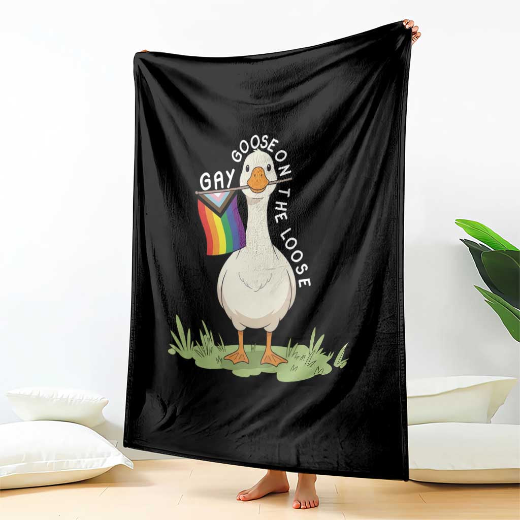 Silly Goose LGBTQ Rainbow Throw Blanket Funny Gay Pride Month