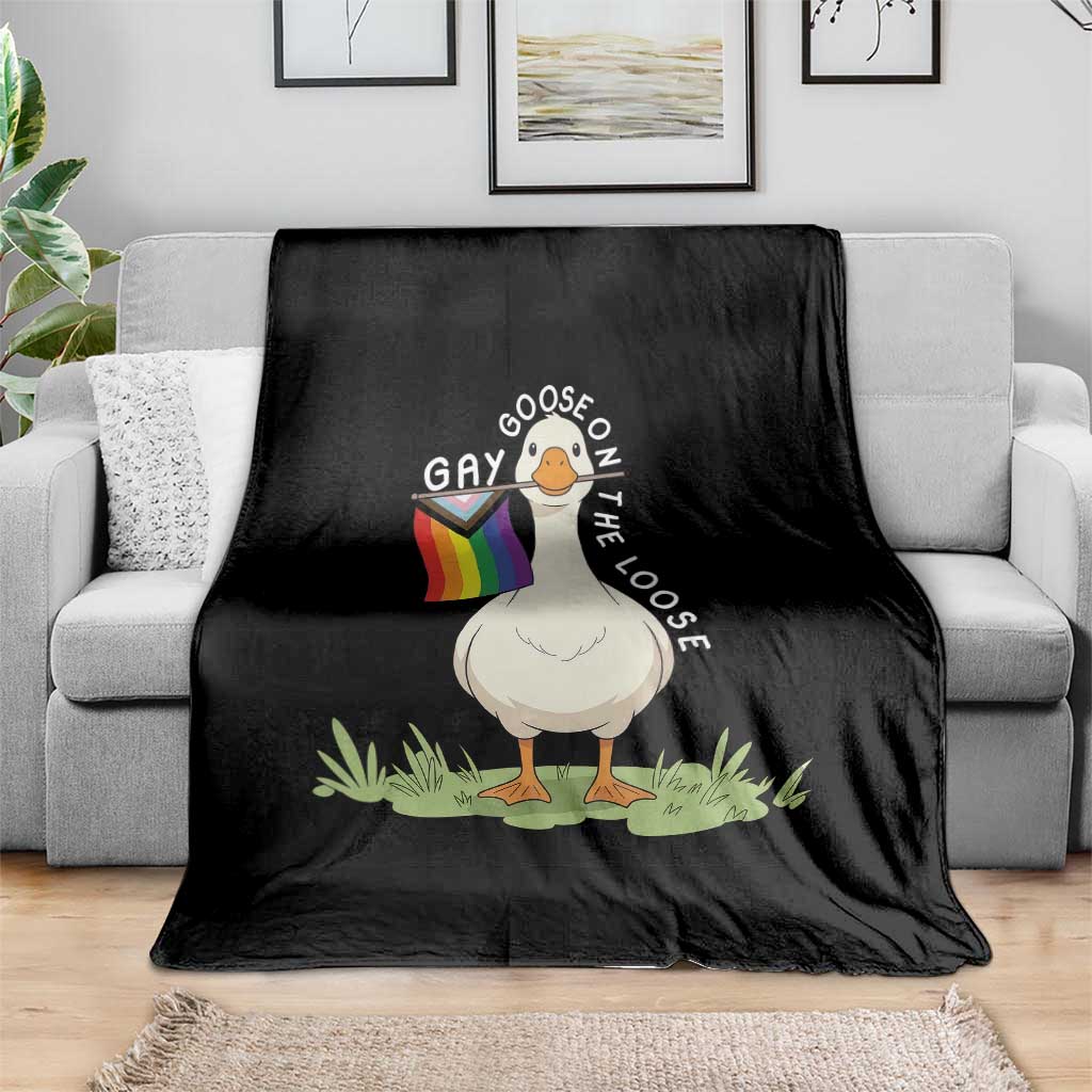 Silly Goose LGBTQ Rainbow Throw Blanket Funny Gay Pride Month