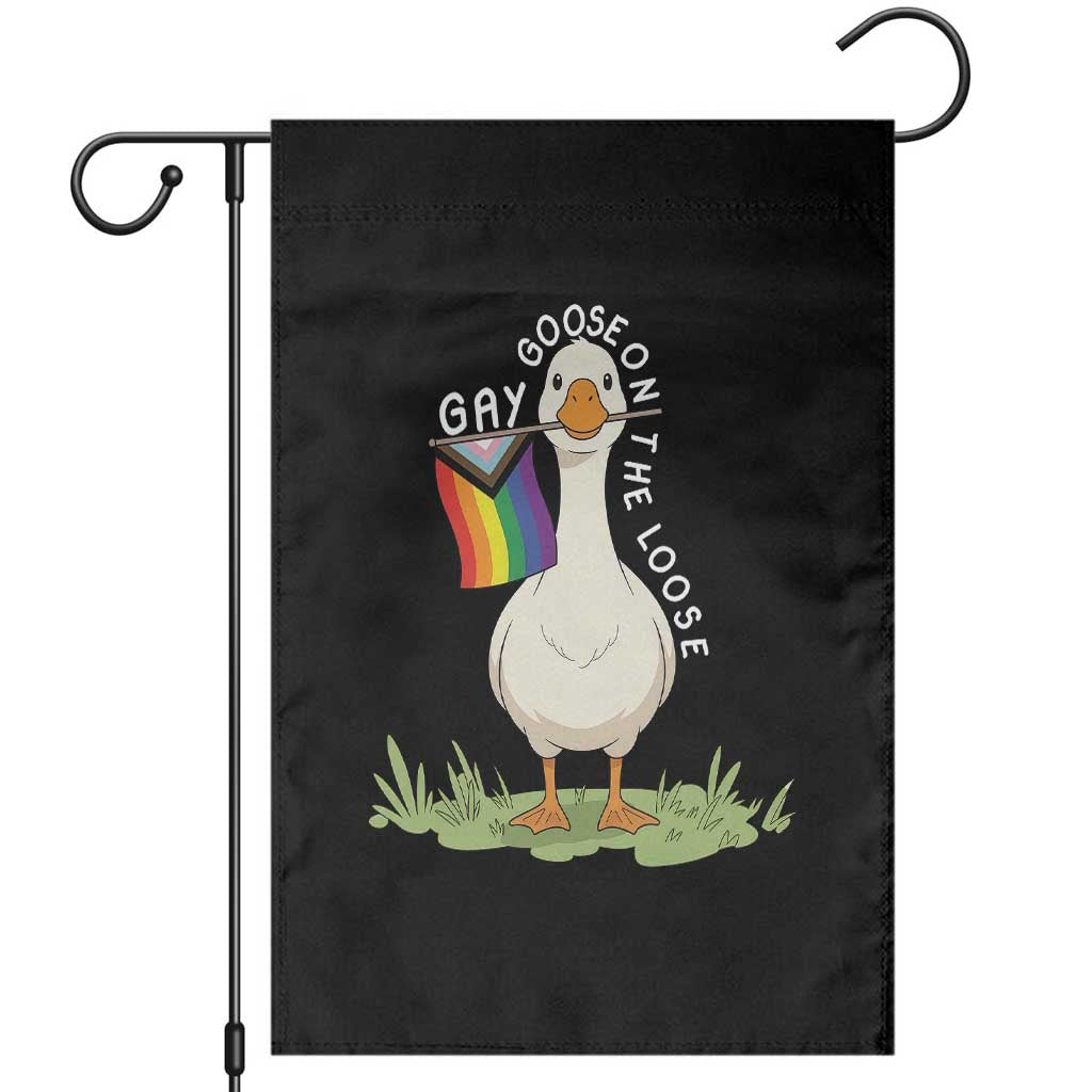 Silly Goose LGBTQ Rainbow Garden Flag Funny Gay Pride Month TS14 Black Print Your Wear