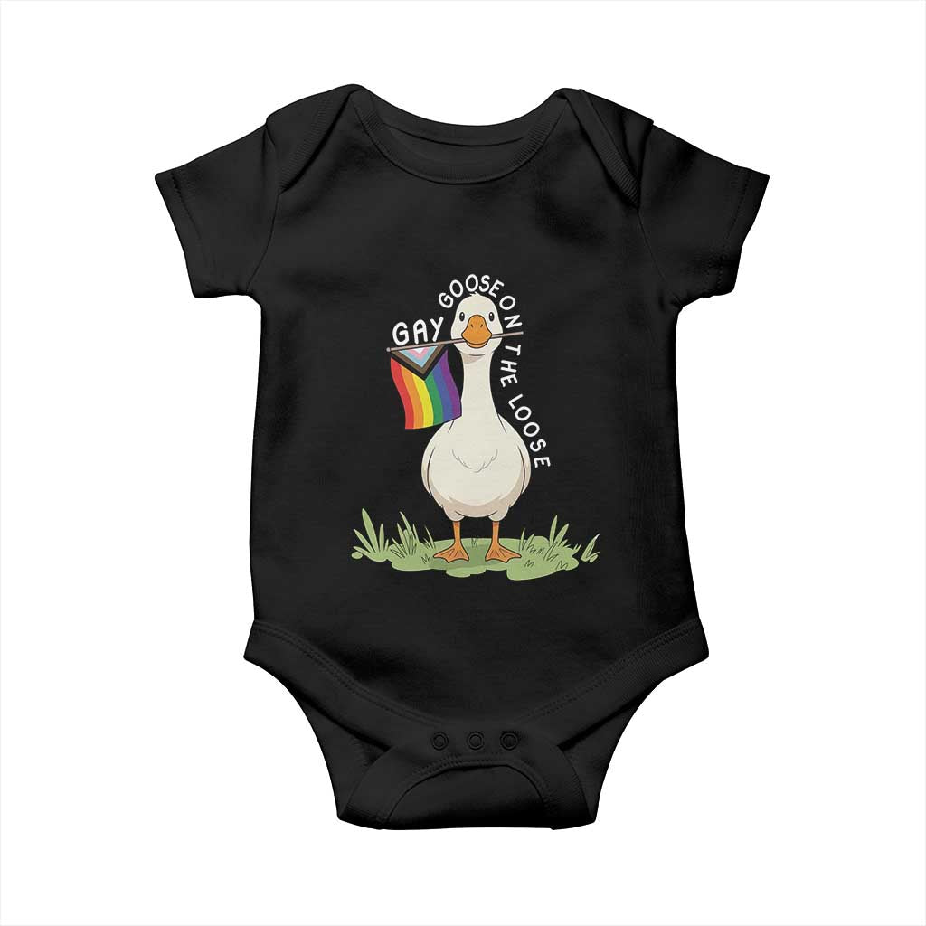 Silly Goose LGBTQ Rainbow Baby Onesie Funny Gay Pride Month TS14 Black Print Your Wear