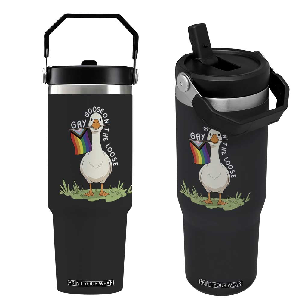 Silly Goose LGBTQ Rainbow Flip Straw Tumbler Funny Gay Pride Month