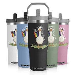 Silly Goose LGBTQ Rainbow Flip Straw Tumbler Funny Gay Pride Month