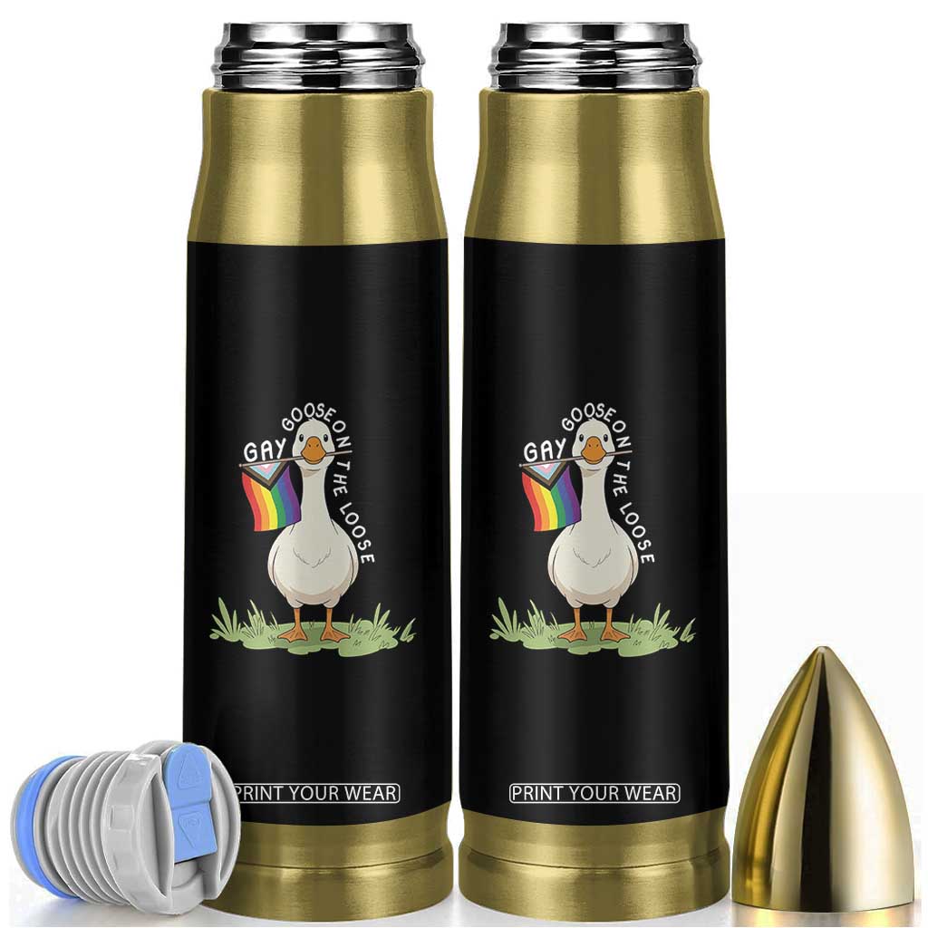 Silly Goose LGBTQ Rainbow Bullet Tumbler Funny Gay Pride Month TS14 Black Print Your Wear