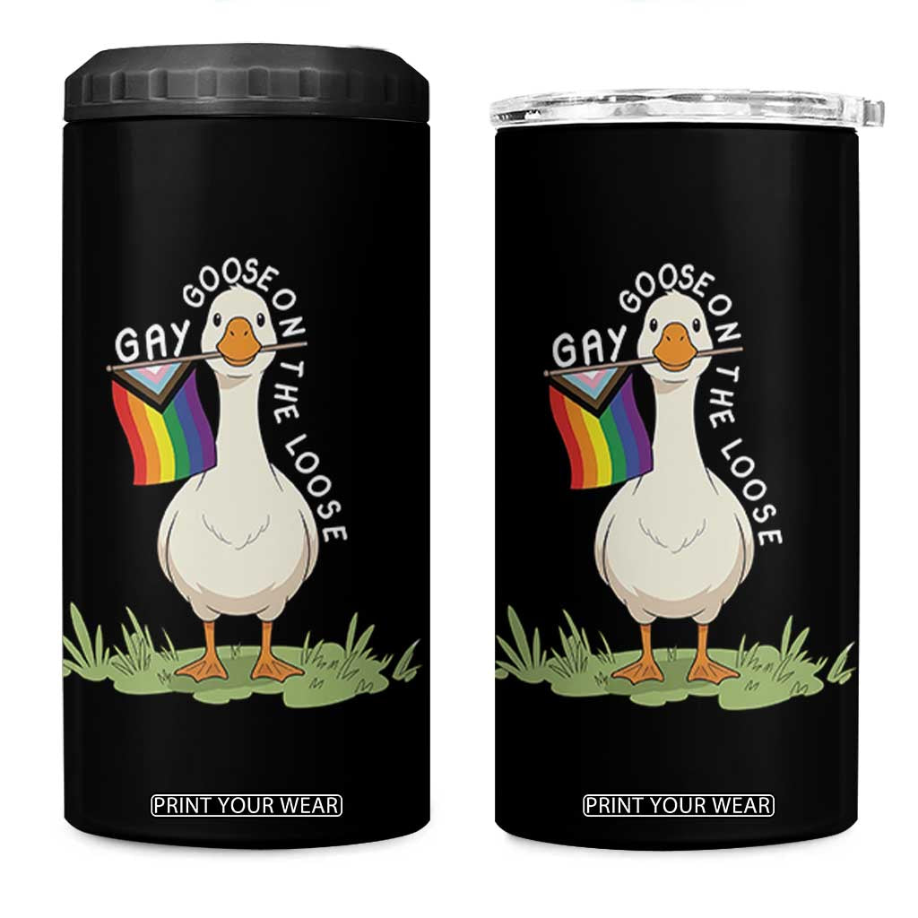 Silly Goose LGBTQ Rainbow 4 in 1 Can Cooler Tumbler Funny Gay Pride Month