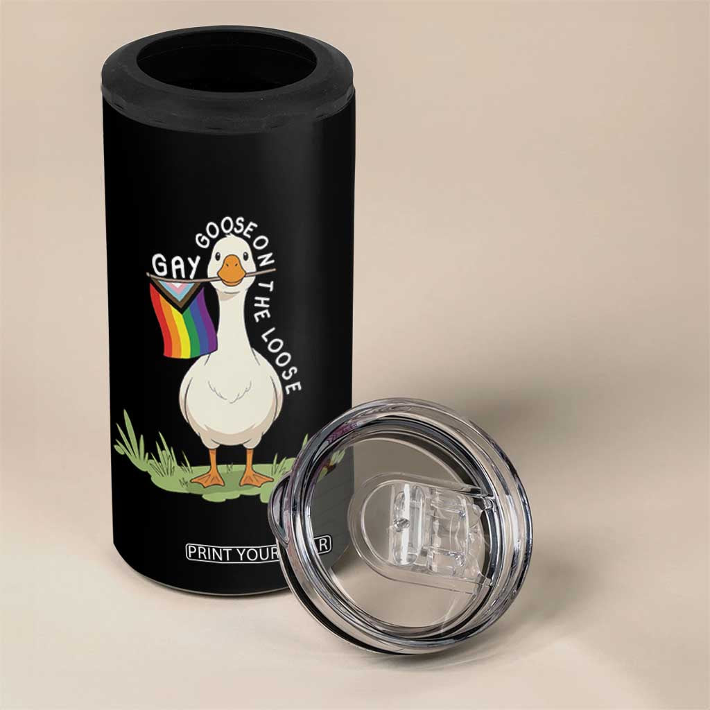 Silly Goose LGBTQ Rainbow 4 in 1 Can Cooler Tumbler Funny Gay Pride Month