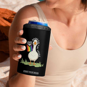 Silly Goose LGBTQ Rainbow 4 in 1 Can Cooler Tumbler Funny Gay Pride Month