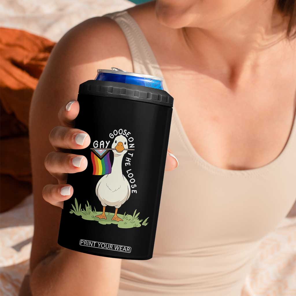 Silly Goose LGBTQ Rainbow 4 in 1 Can Cooler Tumbler Funny Gay Pride Month