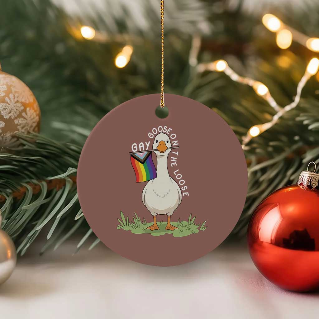 Silly Goose LGBTQ Rainbow Ceramic Ornament Funny Gay Pride Month