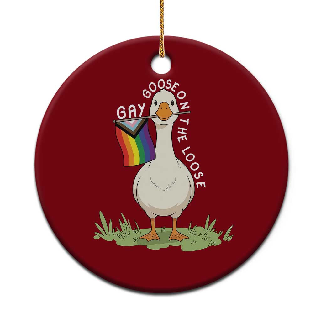 Silly Goose LGBTQ Rainbow Ceramic Ornament Funny Gay Pride Month TS14 1pc Red Print Your Wear