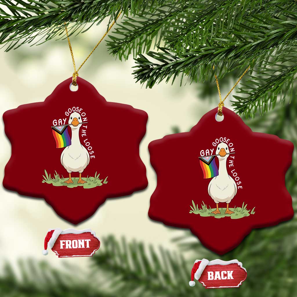 Silly Goose LGBTQ Rainbow Ceramic Ornament Funny Gay Pride Month