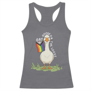 Silly Goose LGBTQ Rainbow Racerback Tank Top Funny Gay Pride Month