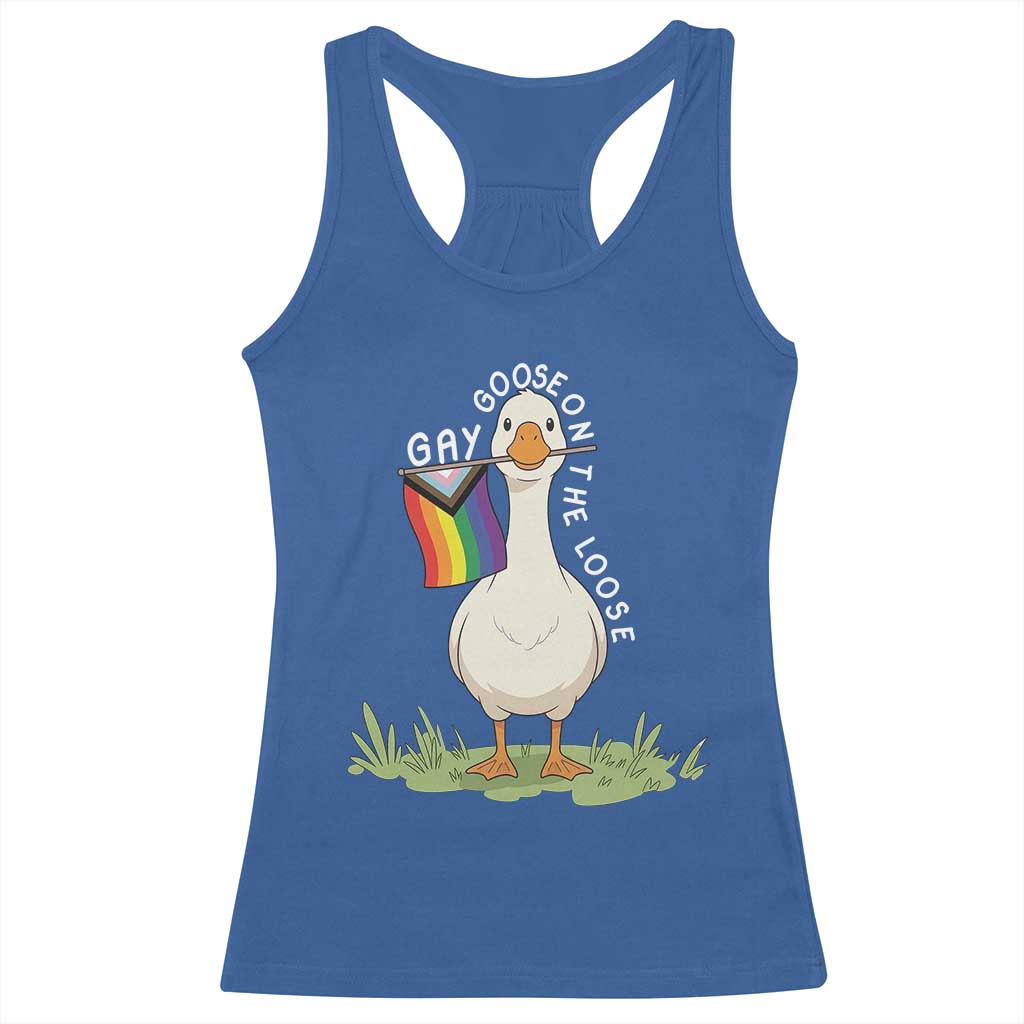 Silly Goose LGBTQ Rainbow Racerback Tank Top Funny Gay Pride Month