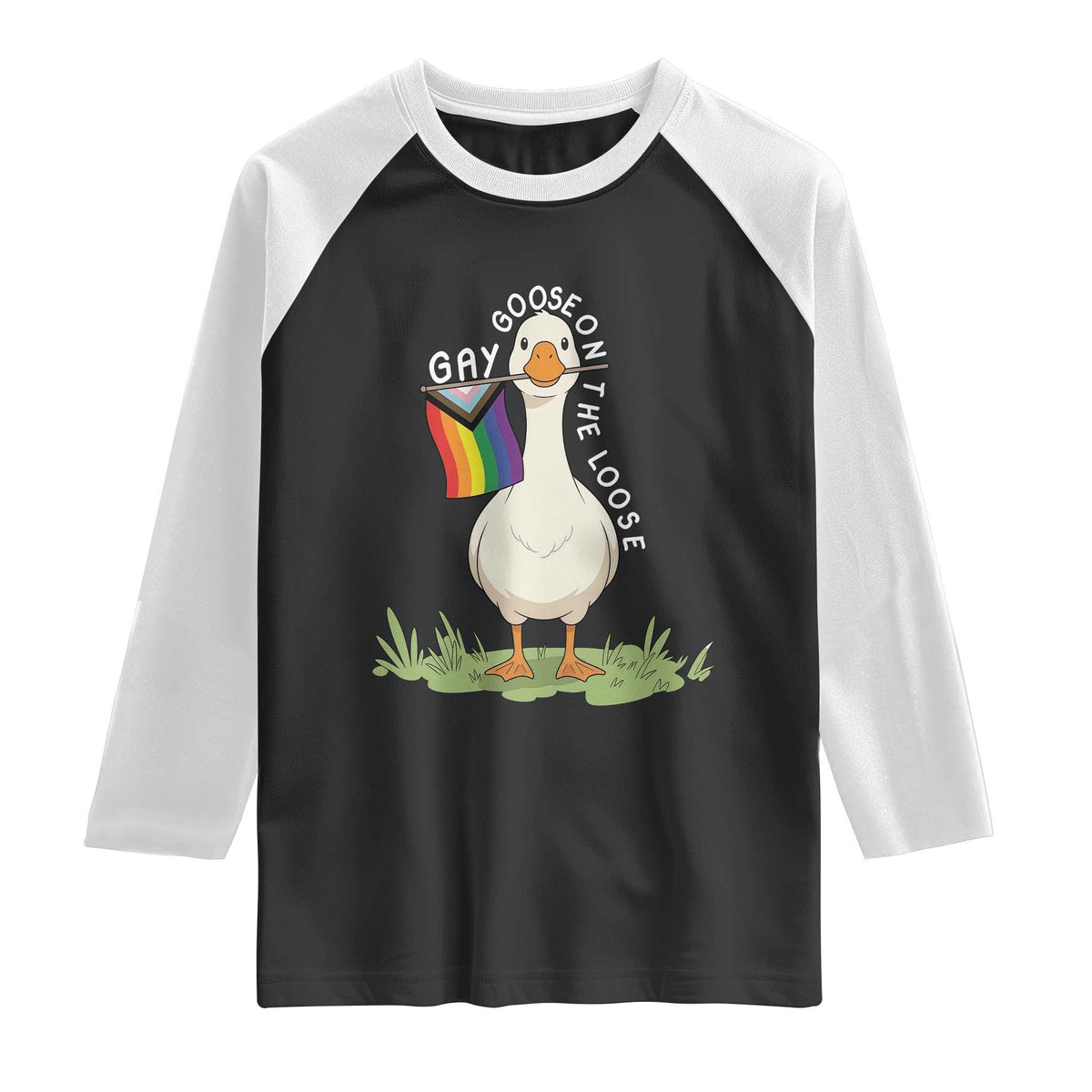 Silly Goose LGBTQ Rainbow Raglan Shirt Funny Gay Pride Month