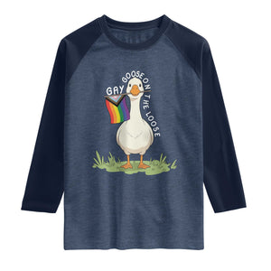 Silly Goose LGBTQ Rainbow Raglan Shirt Funny Gay Pride Month