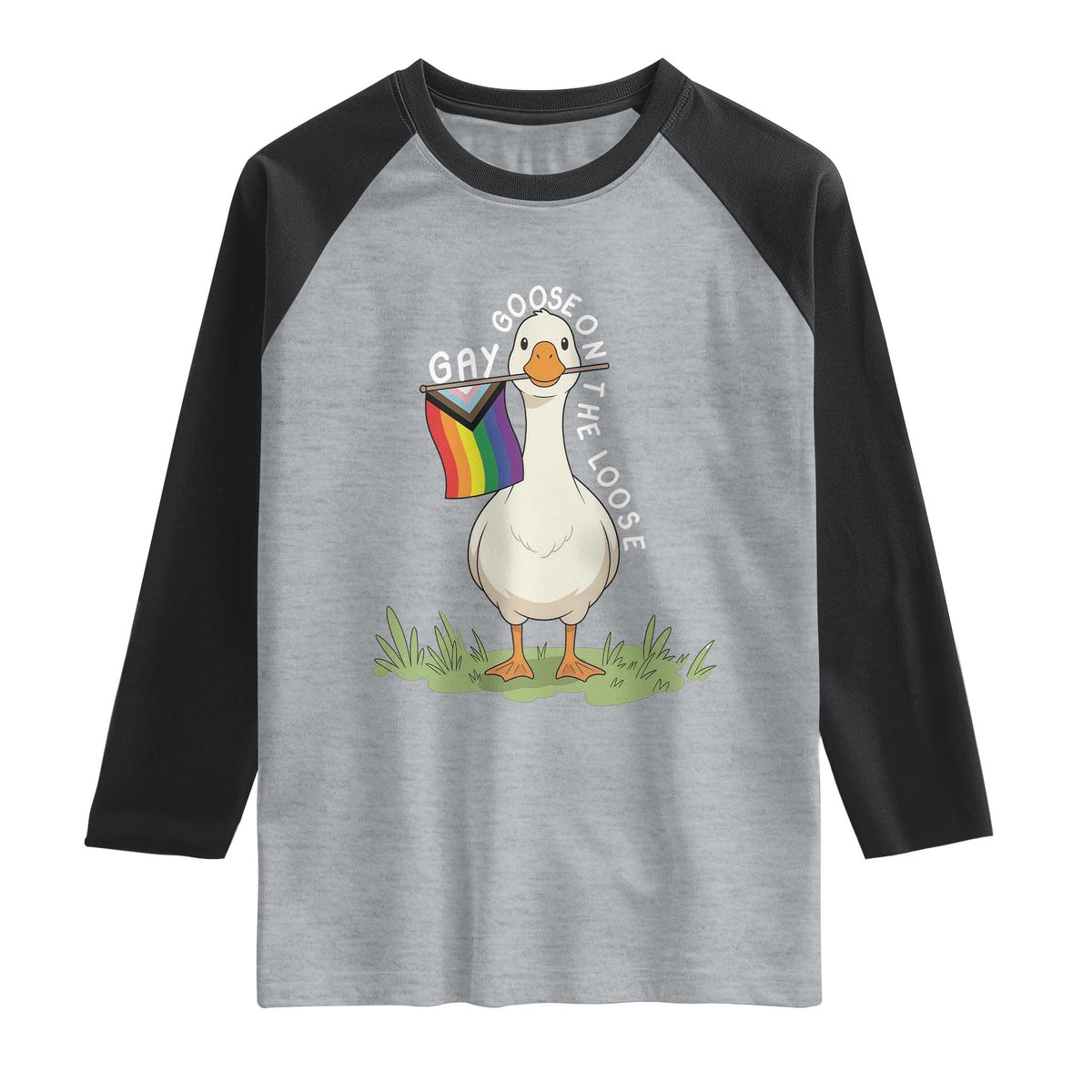Silly Goose LGBTQ Rainbow Raglan Shirt Funny Gay Pride Month