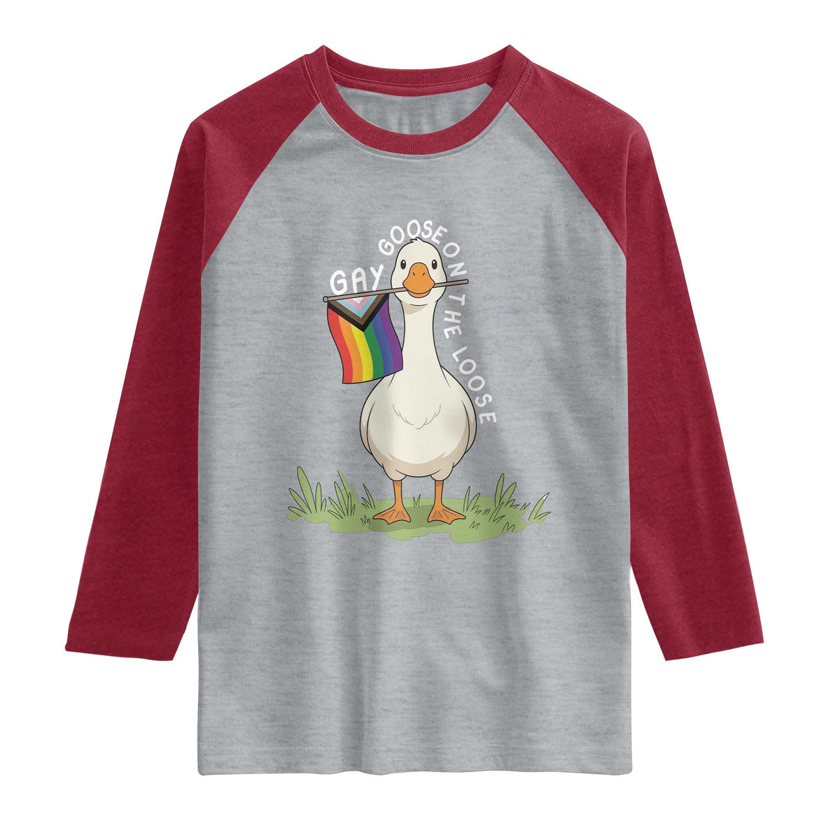Silly Goose LGBTQ Rainbow Raglan Shirt Funny Gay Pride Month