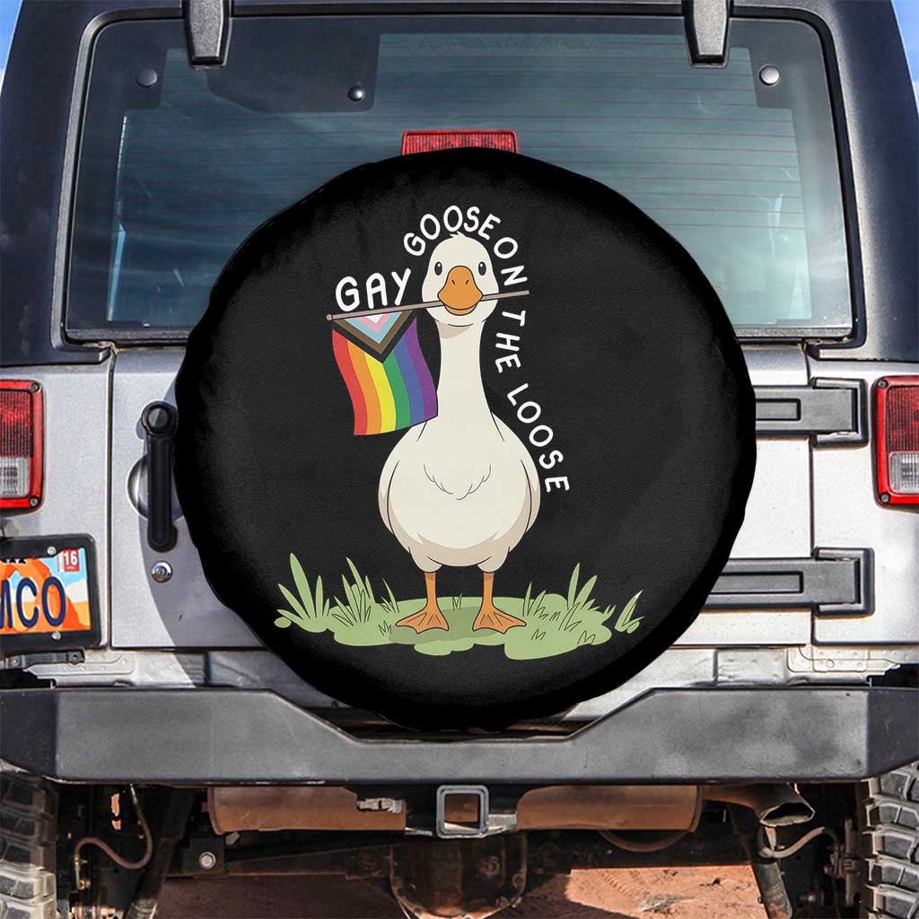 Silly Goose LGBTQ Rainbow Spare Tire Cover Funny Gay Pride Month TS14 No hole Black Print Your Wear