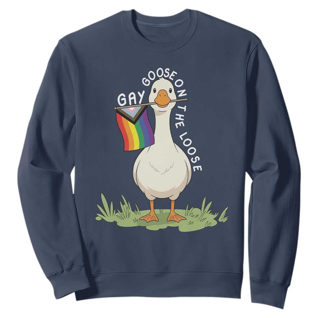 Silly Goose LGBTQ Rainbow Sweatshirt Funny Gay Pride Month