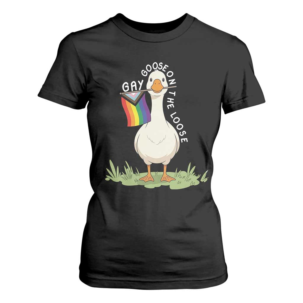 Silly Goose LGBTQ Rainbow T Shirt For Women Funny Gay Pride Month