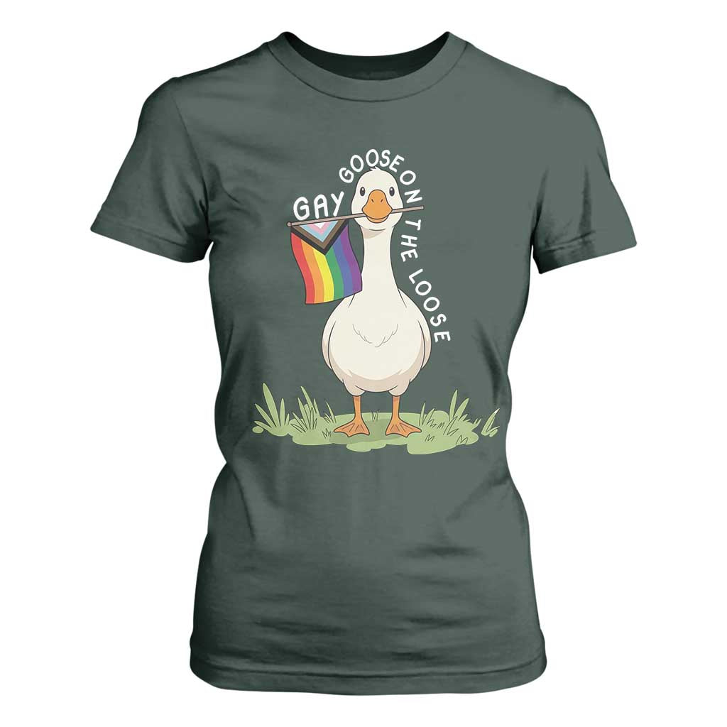 Silly Goose LGBTQ Rainbow T Shirt For Women Funny Gay Pride Month