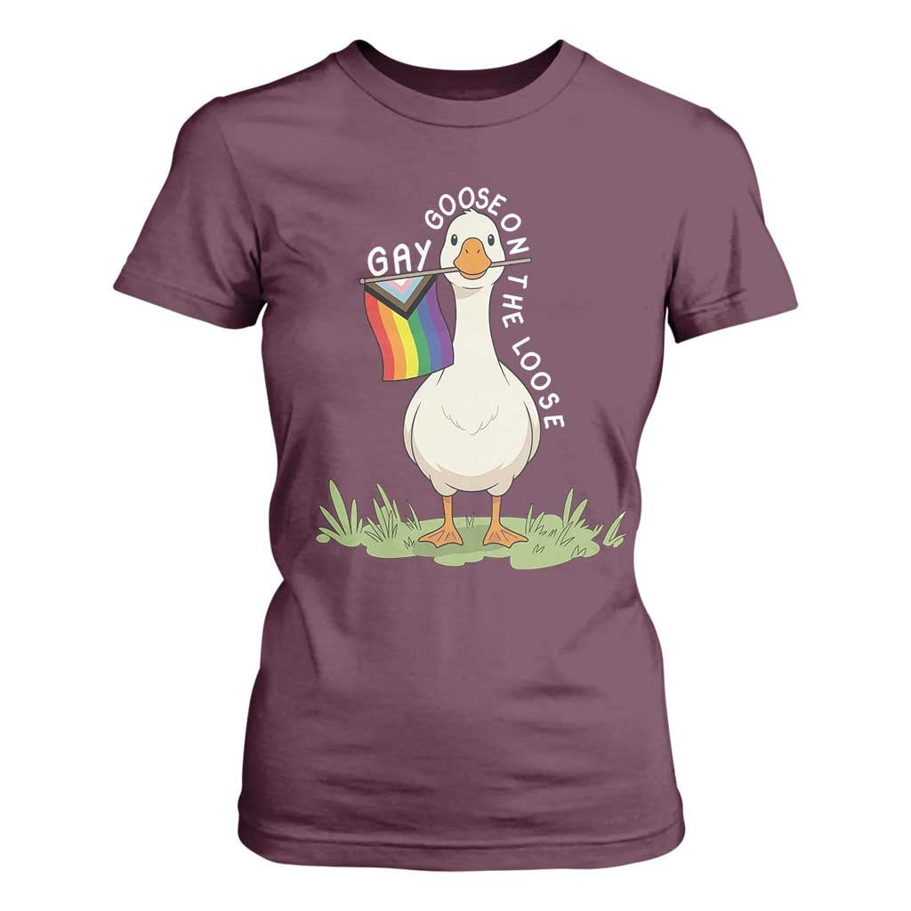 Silly Goose LGBTQ Rainbow T Shirt For Women Funny Gay Pride Month